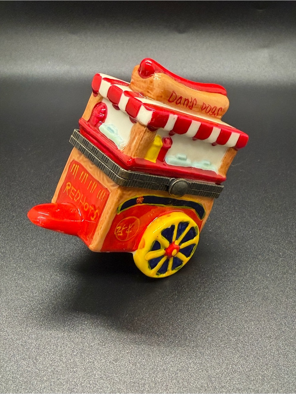 Hotdog Stand Cart Hinged Trinket Box With Hotdog Trinket - Picture 3 of 6